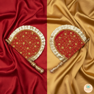 Deep Red Punjabi Pakhi (Hand Fans) - Pack of 2