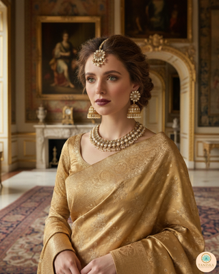 Golden Traditional Necklace Set - Antique Gold