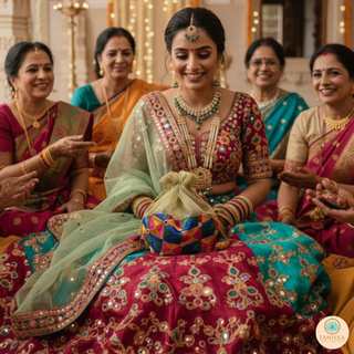 1 Multi-Purpose DORI RUMAL (Potli Bag, Gift Bag, Traditional Thaal Cover - Perfect for: Engagement Ceremony, Indian Wedding, Shagan Ceremony, Chunni Charhana, Bridal Shower, Baby Shower, Maiyan, Weddings, Favors, Shaadi, Walima)