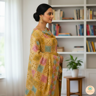 The Sunehri Shehnai Phulkari Dupatta