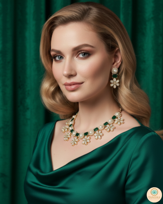 The Royal Emerald Bloom Necklace Set