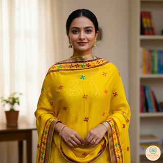 The Haldi Bloom Phulkari Dupatta
