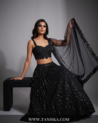 Midnight Sequin Embroidered Georgette Lehenga