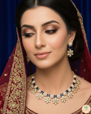 The Royal Blue Bloom Necklace Set
