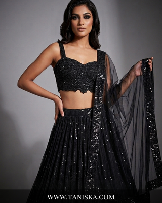 Midnight Sequin Embroidered Georgette Lehenga