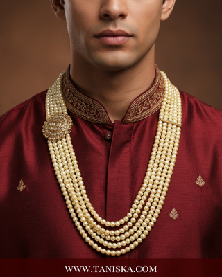The Dynasty Sun-Dial | Filigree Medallion Pearl Mala