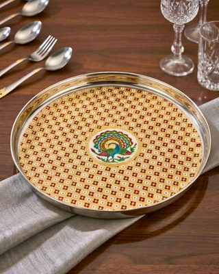 Meenakari Majesty: The Royal Peacock Thaal / Plate