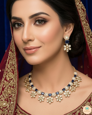 The Royal Blue Bloom Necklace Set