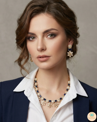 The Royal Blue Bloom Necklace Set