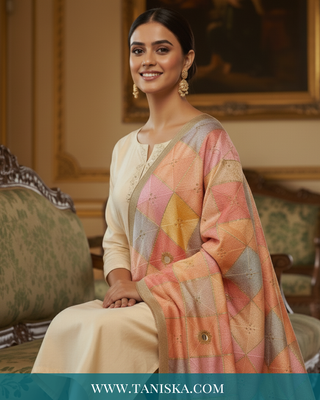Pure Heritage Pastel Bagh Phulkari