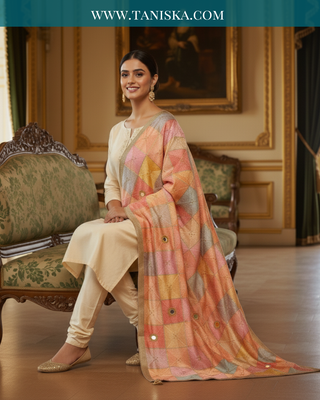 Pure Heritage Pastel Bagh Phulkari