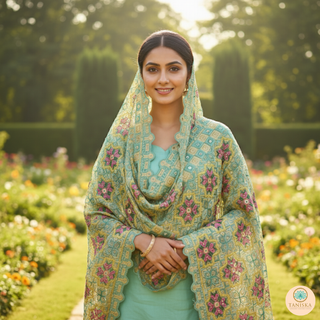 The Mint Blossom Phulkari Dupatta