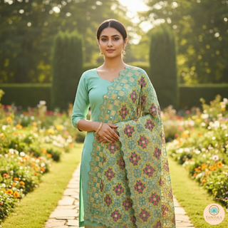 The Mint Blossom Phulkari Dupatta