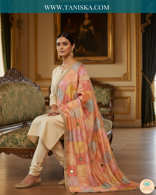 Pure Heritage Pastel Bagh Phulkari