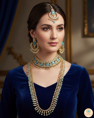 HANIYA Designer Sky Blue Necklace Set COMBO DEAL