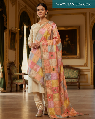 Pure Heritage Pastel Bagh Phulkari