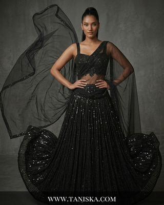 Midnight Sequin Embroidered Georgette Lehenga