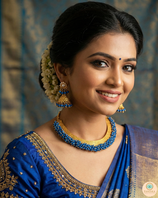 RANG-DE Pearl Necklace Set (Necklace, Earrings) - Blue