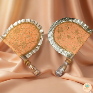 Peach Punjabi Pakhi (Hand Fans) - Pack of 2