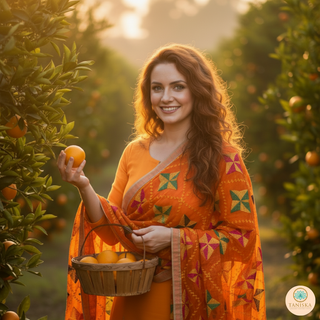 The Orange Star Bloom Phulkari Dupatta