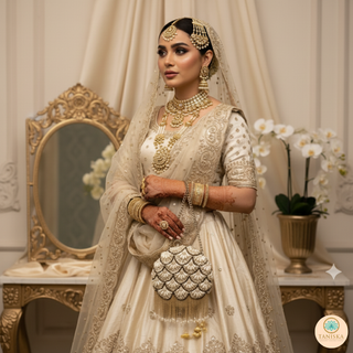 The Ivory Pearl Cascade Clutch Bag