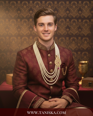 The Rajwada Sovereign | Grand Kundan & Gold Mala | Pearl White Kundan 5 Layered Mens / Groom Mala