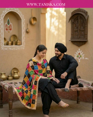 Midnight Onyx Jewel-Tone Bagh Phulkari