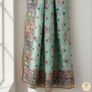 The Mint Meadow Phulkari Dupatta