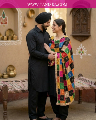 Midnight Onyx Jewel-Tone Bagh Phulkari