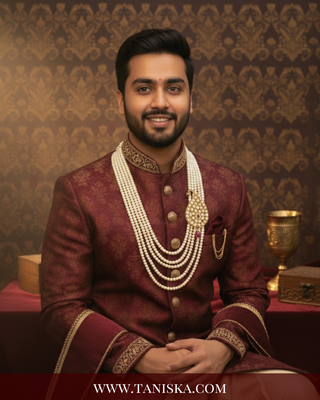The Rajwada Sovereign | Grand Kundan & Gold Mala | Pearl White Kundan 5 Layered Mens / Groom Mala