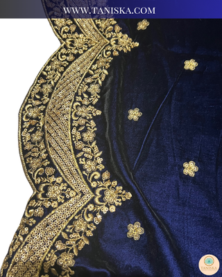 The Sapphire Sovereign | Velvet Zardosi Groom’s Shawl