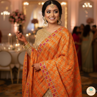 The Saffron Sunset Phulkari Dupatta