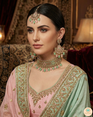 LIYANA Golden (Mint/Baby Pink) Necklace Set