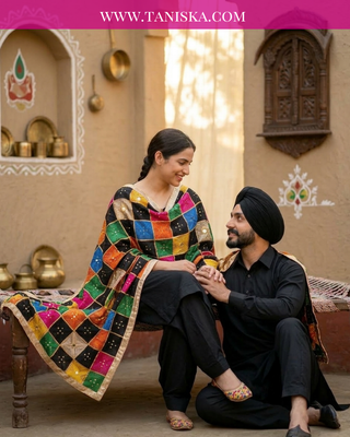 Midnight Onyx Jewel-Tone Bagh Phulkari