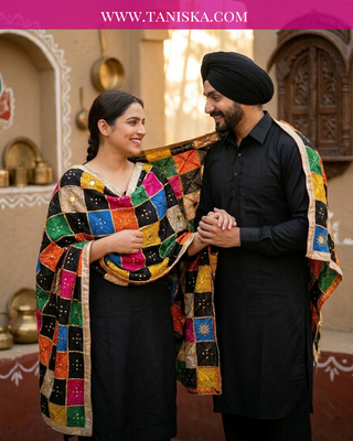 Midnight Onyx Jewel-Tone Bagh Phulkari
