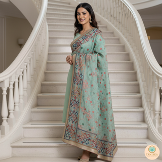 The Mint Meadow Phulkari Dupatta
