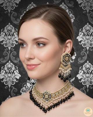 The Onyx Hexagon Majesty Necklace Set