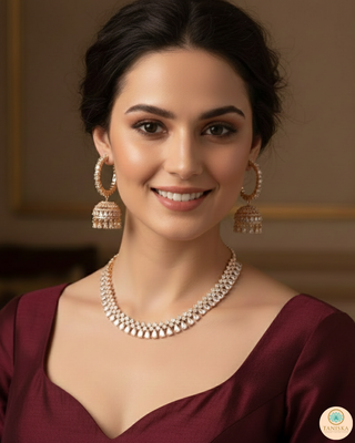 American Diamond Style Necklace Set - Rose Gold