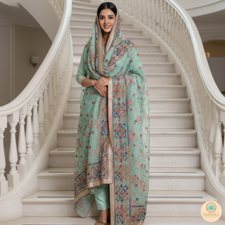The Mint Meadow Phulkari Dupatta