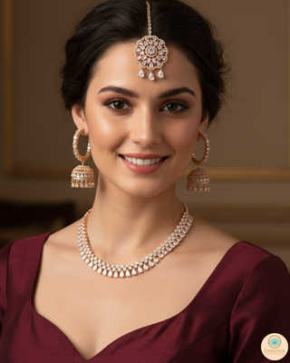 American Diamond Style Necklace Set - Rose Gold