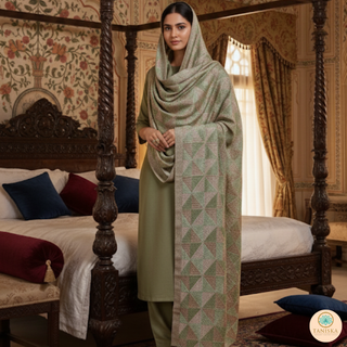 The Pistachio Glam Phulkari Dupatta