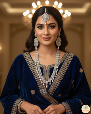 HANIYA Designer Antique Silver Long Haar Set
