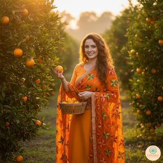 The Orange Star Bloom Phulkari Dupatta