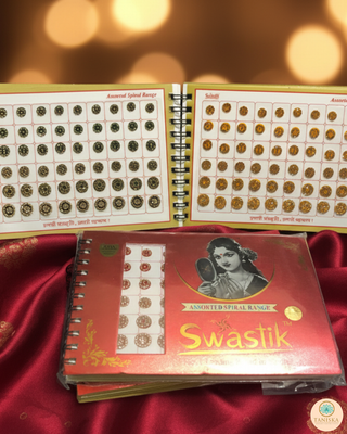 Swastik Golden Swarovski Style FANCY Bindi Book (960 Bindis) - with MIRROR