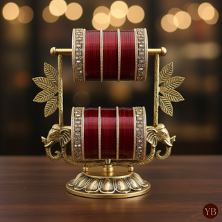 Ruby Red Ombre (two-tone) Bridal Choora / Bangles Set
