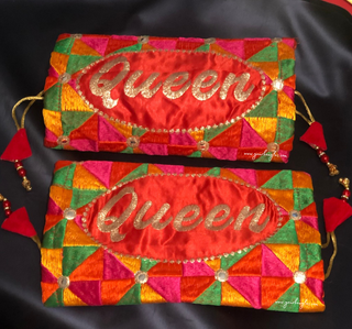 'Queen' Bridal Choora Covers – Luxury Phulkari Embroidered Bangle Sleeves for Brides