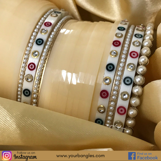 NIKKI Ivory Dotted Traditional Kundan Bridal Chura