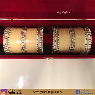 NIKKI Ivory Dotted Traditional Kundan Bridal Chura
