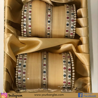 NIKKI Ivory Dotted Traditional Kundan Bridal Chura