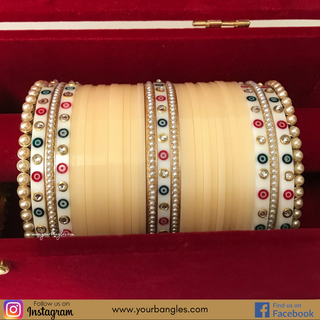NIKKI Ivory Dotted Traditional Kundan Bridal Chura